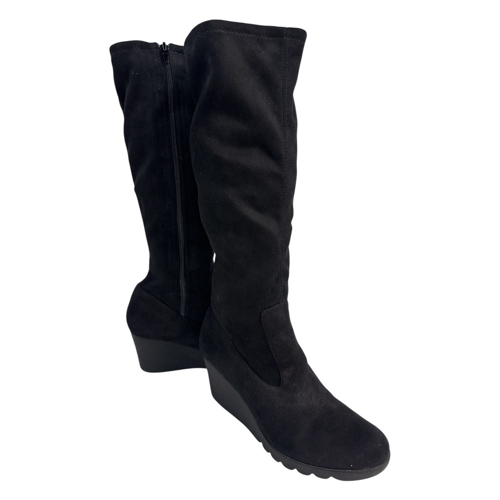 NWOT Donald J Pliner Myles2 Black Wedge Knee High Boot Sz 7.5 Quiet Luxury